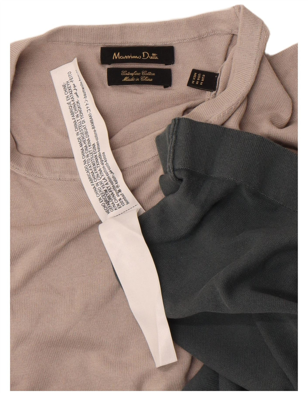 Camiseta masculina Massimo Dutti Top médio verde algodão colorblock