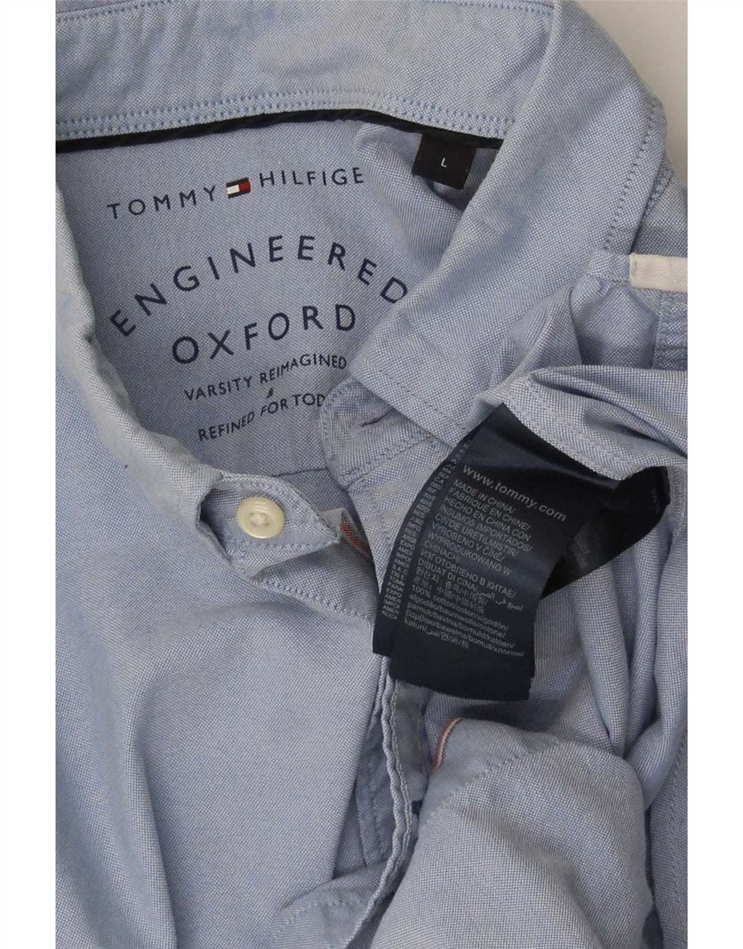Camisa masculina Tommy Hilfiger grande algodão azul