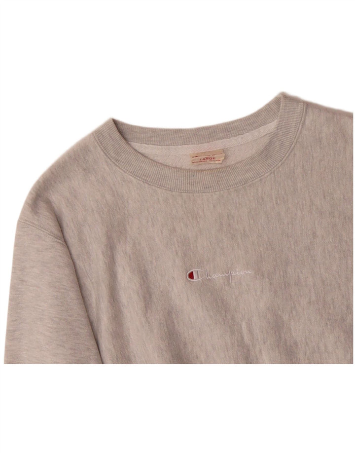 CHAMPION Suéter masculino moletom grande algodão manchado cinza