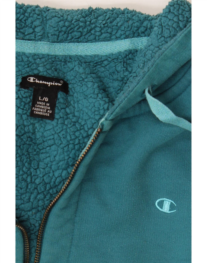 CHAMPION Womens Zip Hoodie Sweater UK 16 Large Turquoise Cotton Vintage Champion and Second-Hand Champion from Messina Hembry 