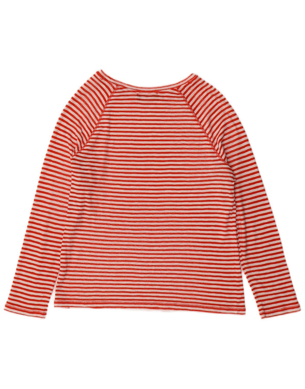 Top feminino Marks & Spencer de manga comprida UK 10 listrado vermelho pequeno