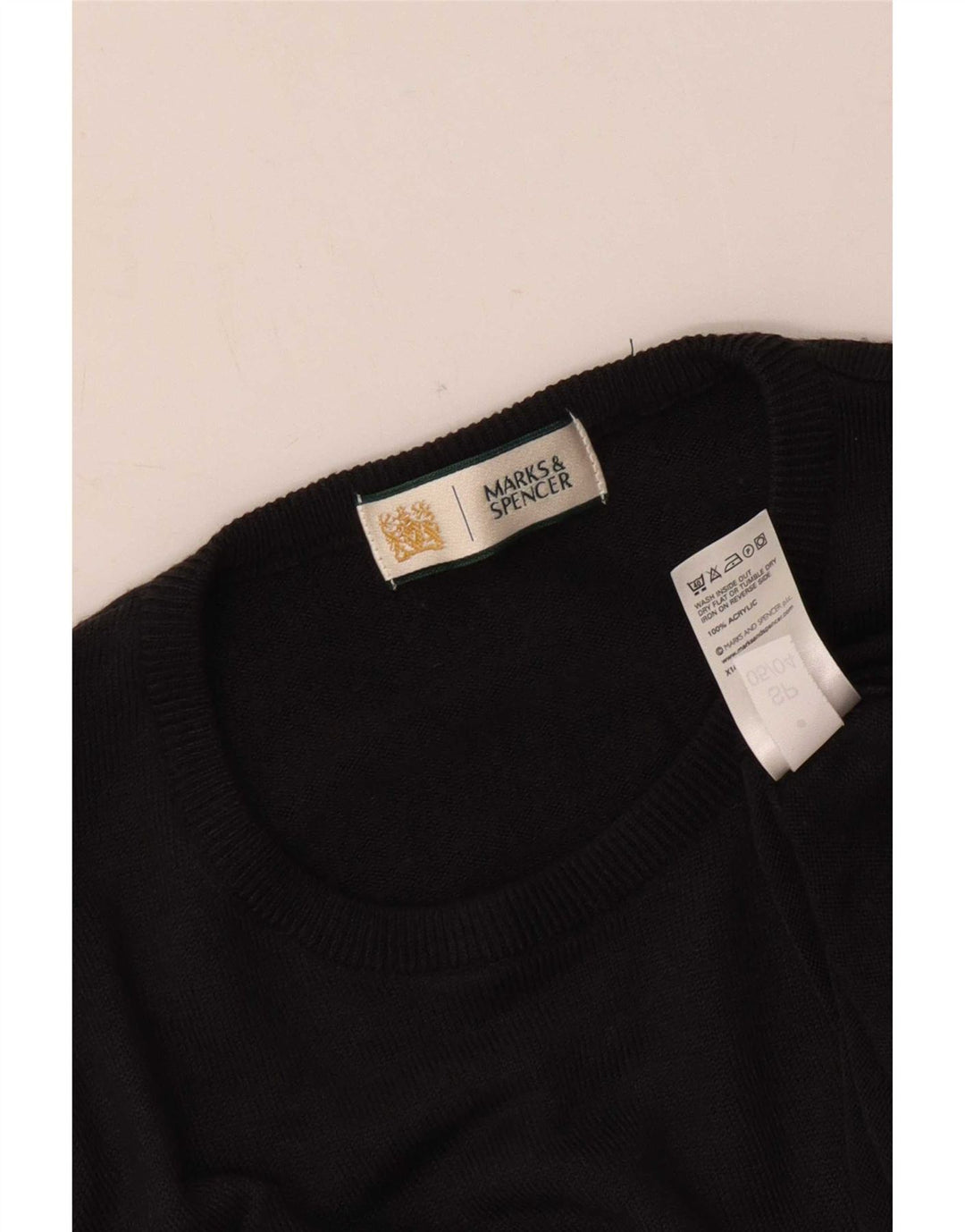 Suéter masculino Marks & Spencer com gola redonda, pequeno acrílico azul marinho