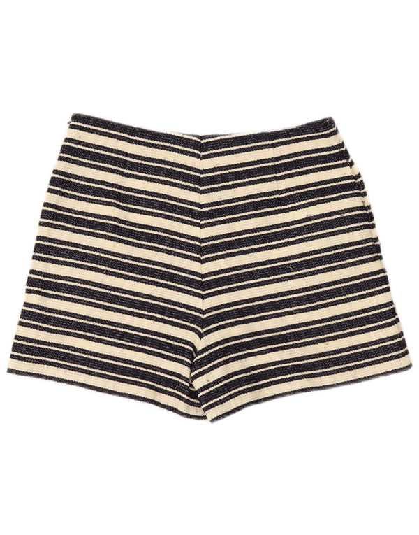 Calça quente feminina de cintura alta Whistles UK 10 pequena W30 listrada bege