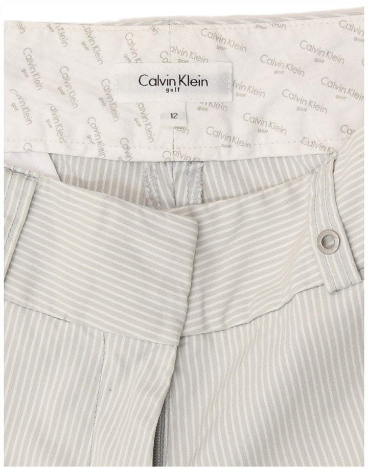 Calça cropped feminina Calvin Klein para golfe US 12 médio W30 L23 cinza listrado