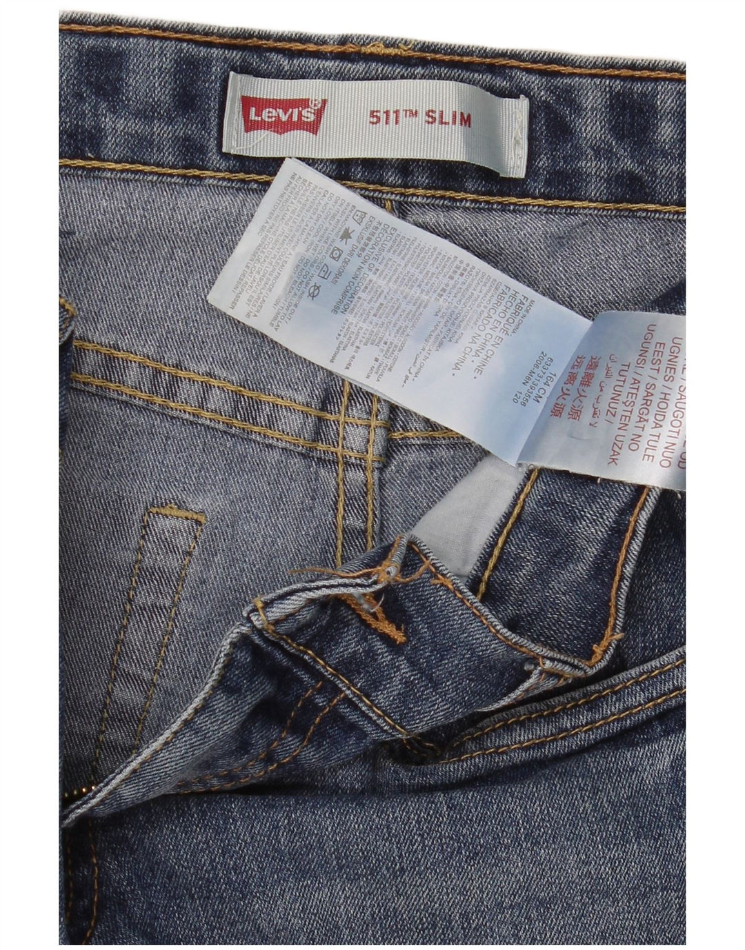 Levi's Meninos 511 Slim Jeans 13-14 Anos W28 L29 Azul Algodão