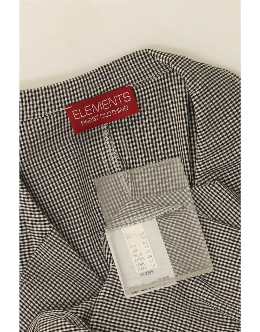 Camisa feminina Elements manga 3/4 UK 16 grande preta gingham viscose