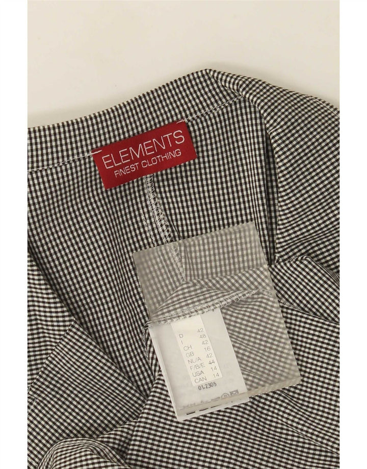Camisa feminina Elements manga 3/4 UK 16 grande preta gingham viscose