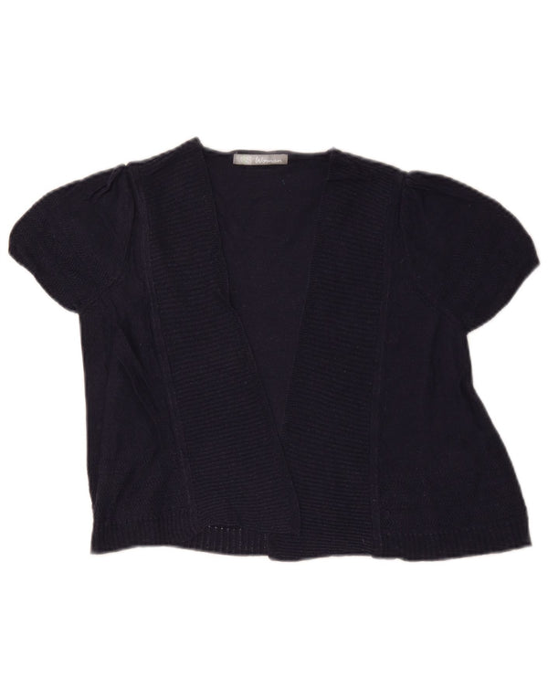 Cardigã feminino de manga curta Marks & Spencer Reino Unido 10 pequeno azul marinho