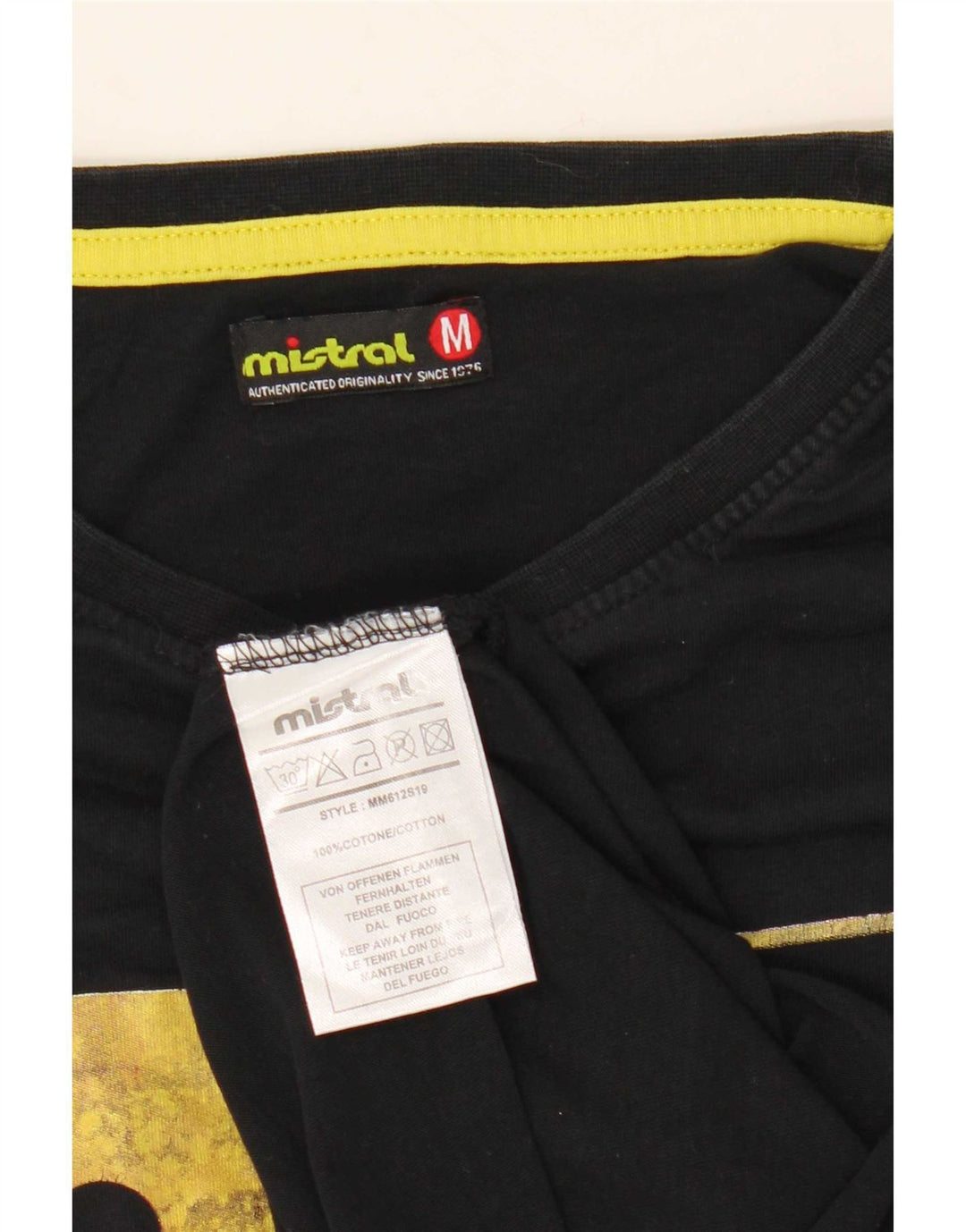 Camiseta gráfica masculina Mistral Top médio algodão preto