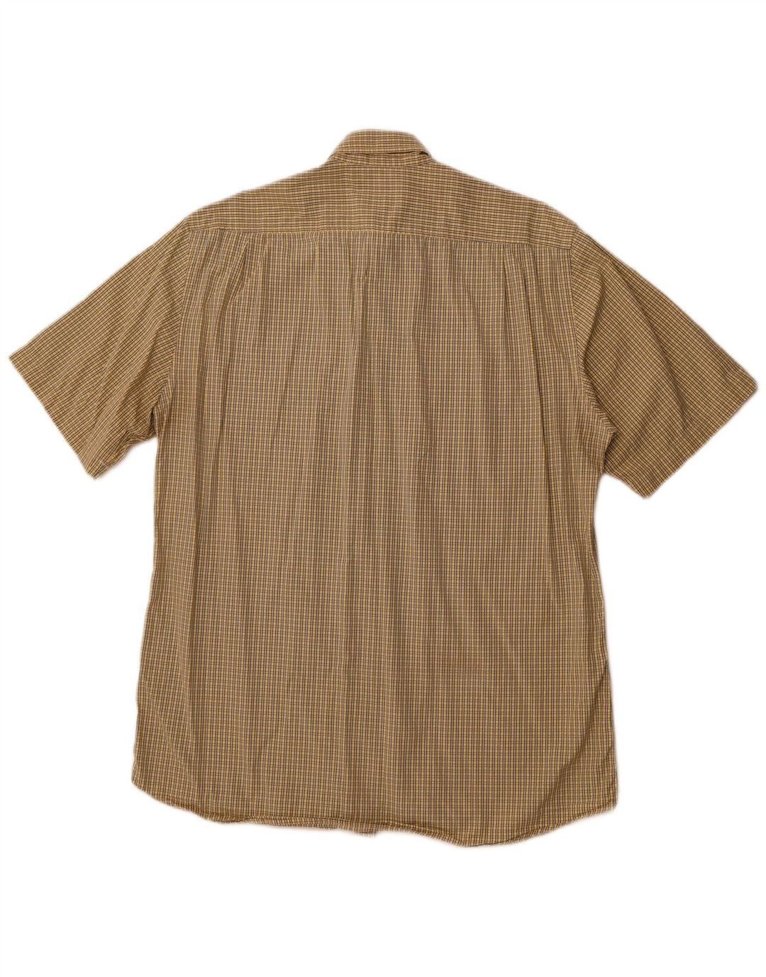 Camisa masculina de manga curta HUGO BOSS tamanho 40 algodão xadrez amarelo médio