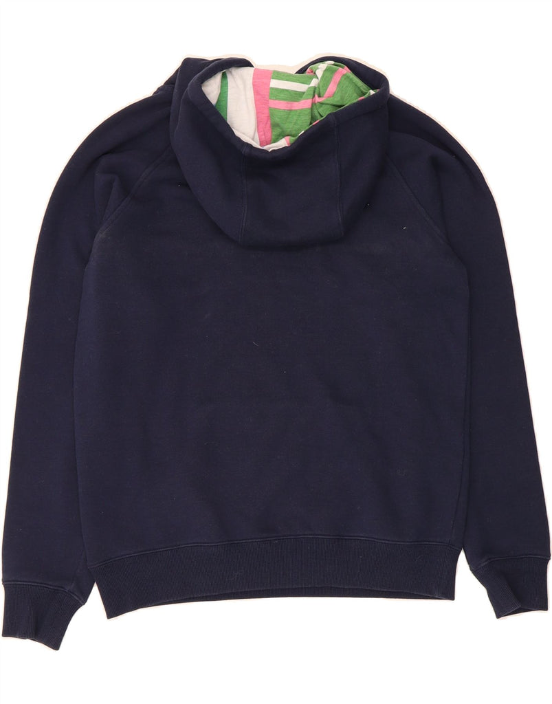 CANTERBURY Womens Graphic Hoodie Jumper UK 12 Medium Navy Blue Cotton Vintage Canterbury and Second-Hand Canterbury from Messina Hembry 