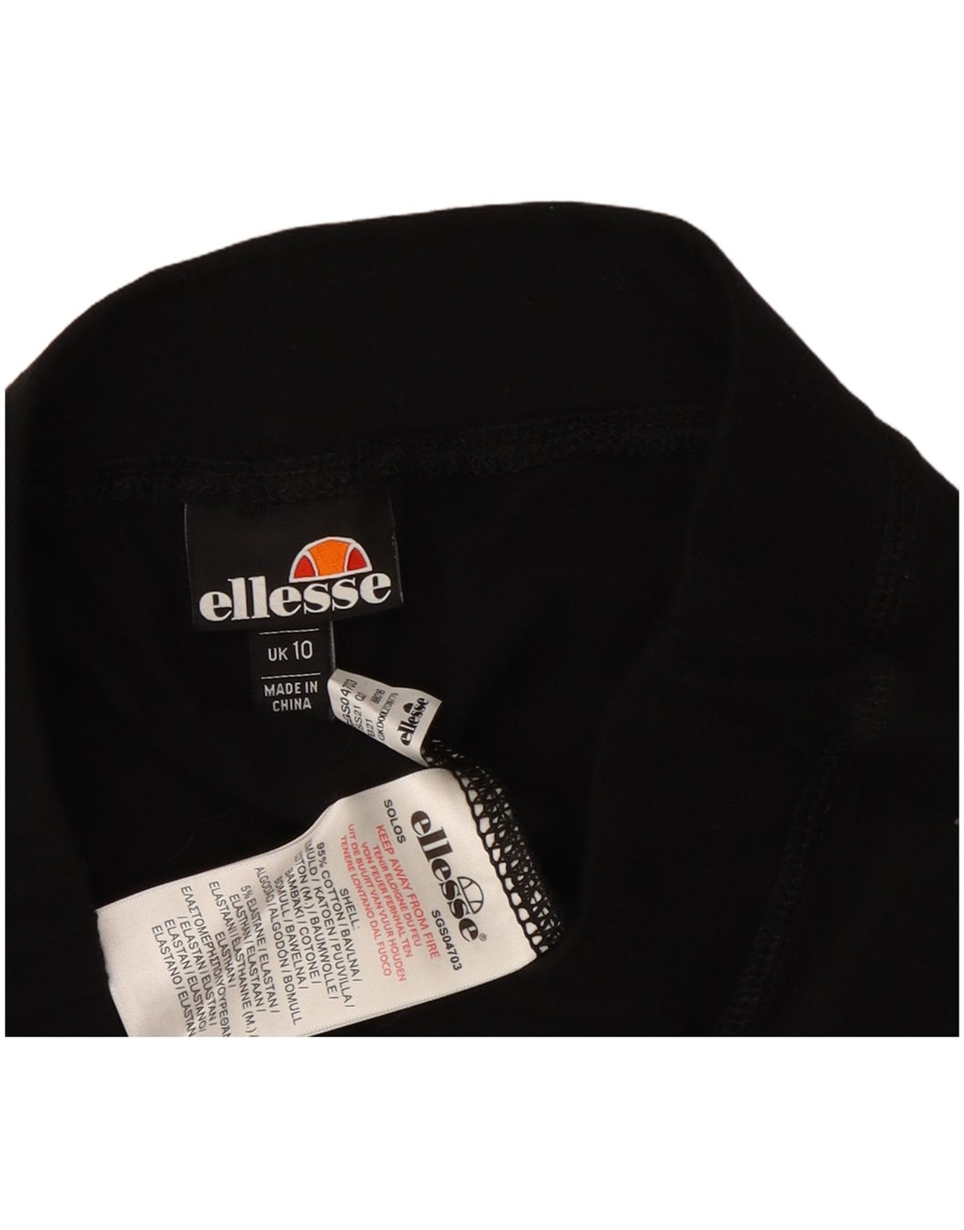 Ellesse Leggings Gráficos Femininos Reino Unido 10 Pequeno Algodão Preto