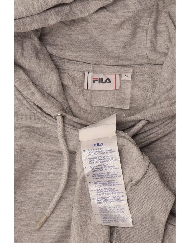 FILA Suéter masculino com capuz e algodão cinza pequeno
