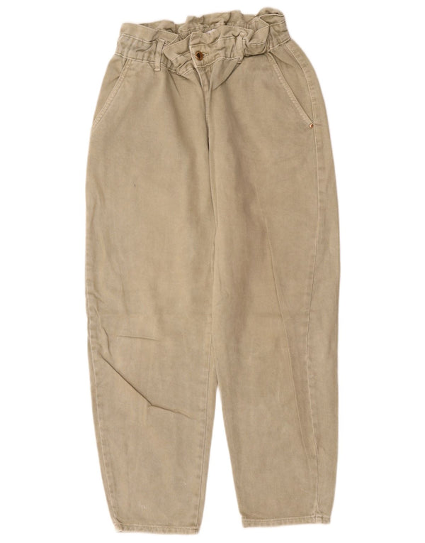 Calça jeans feminina Zara cintura alta cortada EU 40 médio W30 L25 algodão bege