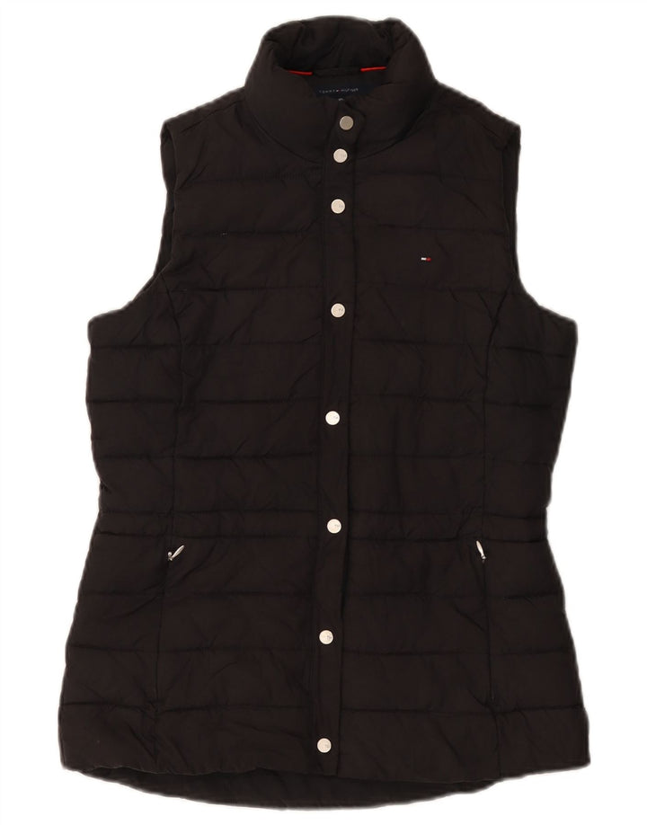Colete acolchoado feminino Tommy Hilfiger UK 6 XS preto poliéster