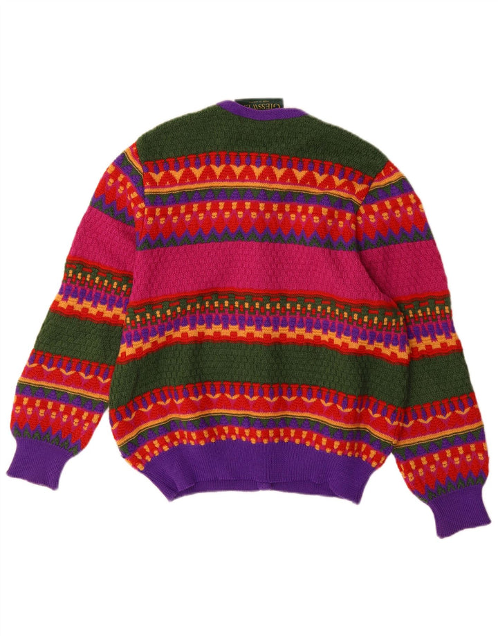 Cardigã feminino Giesswein Reino Unido 14 grande geométrico multicolorido