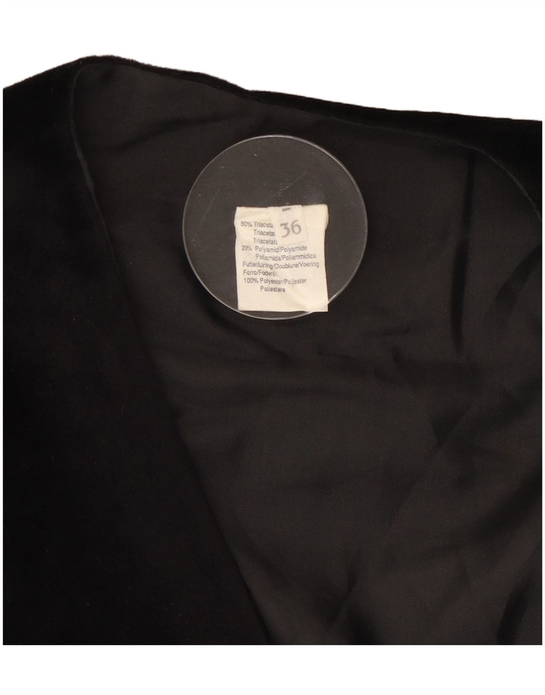 Jaqueta Bolero aberta feminina VINTAGE IT 36 XS preto triacetato