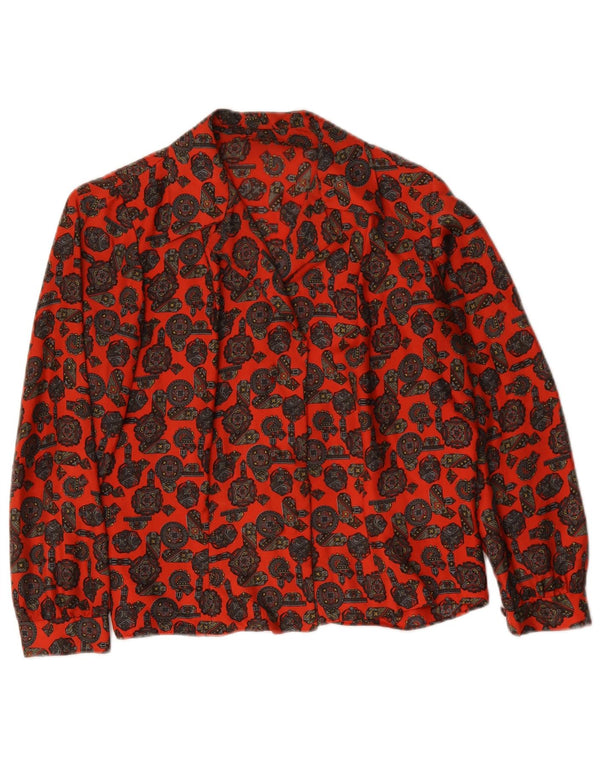 Blusa feminina vintage UK 16 grande geométrica vermelha