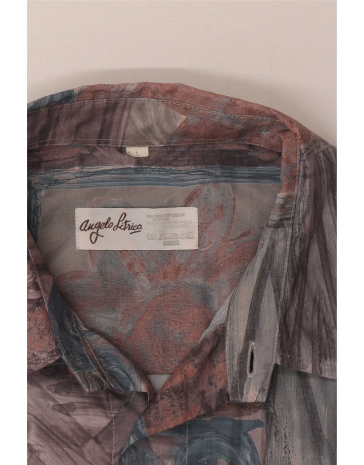 Angelo Litrico Camisa masculina grande poliéster multicolorido patchwork