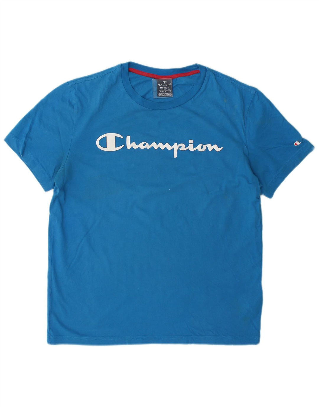 Camiseta masculina estampada Champion algodão azul médio