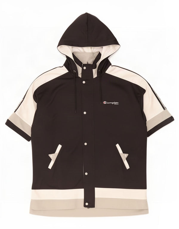 Jaqueta masculina Champion com capuz de manga curta e manga curta XL preta