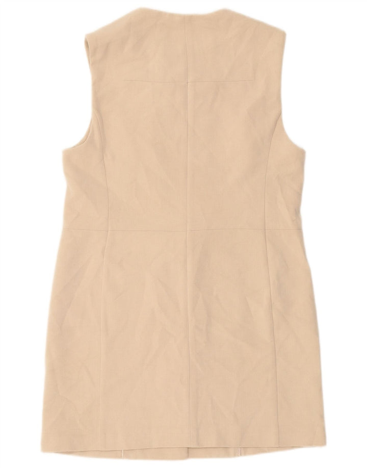 Jaqueta blazer feminina sem mangas Longline da Marks & Spencer Reino Unido 10 pequena bege