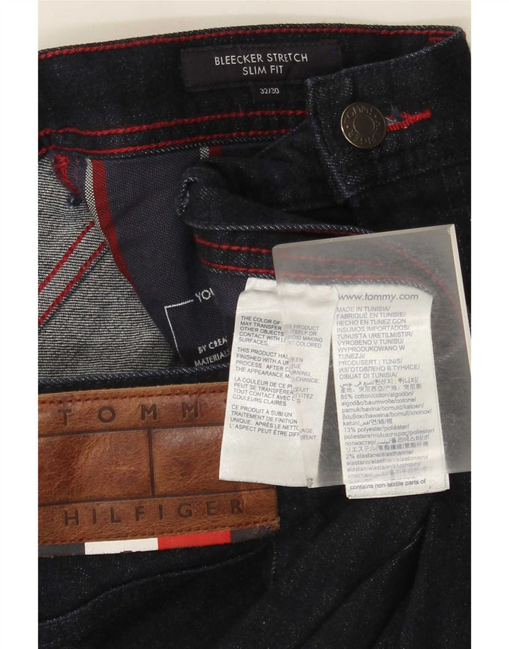 Tommy Hilfiger Masculino Bleecker Slim Jeans W32 L30 Azul Marinho Algodão