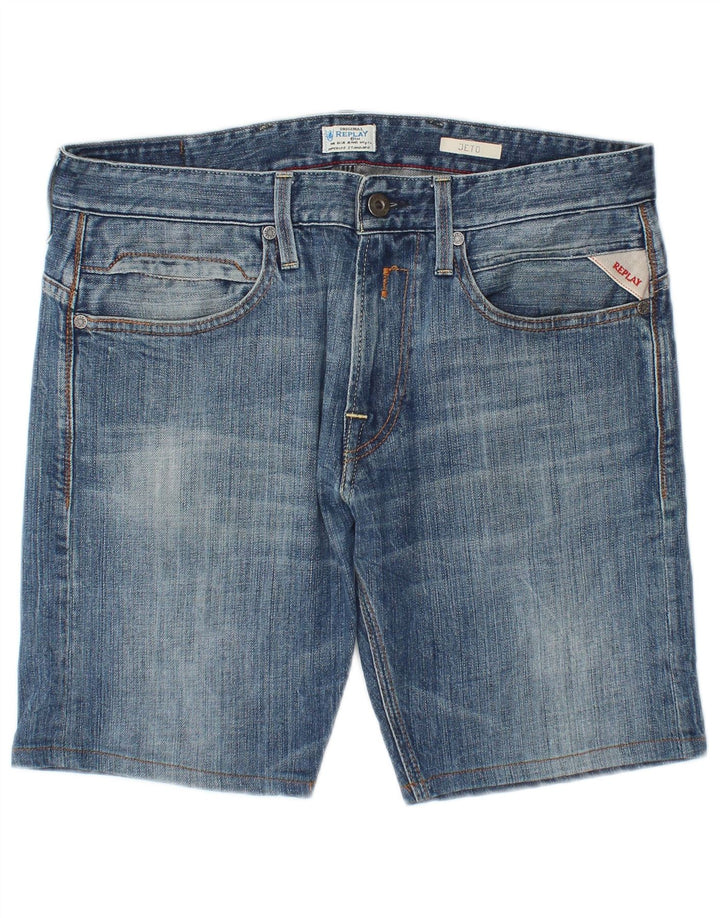 Replay Mens Jeto Denim Shorts W32 Grande Azul