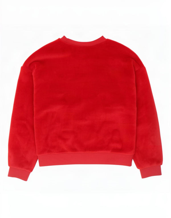 Marks & Spencer Womens Oversized Fleece Jumper UK 6 XS Red Cotton