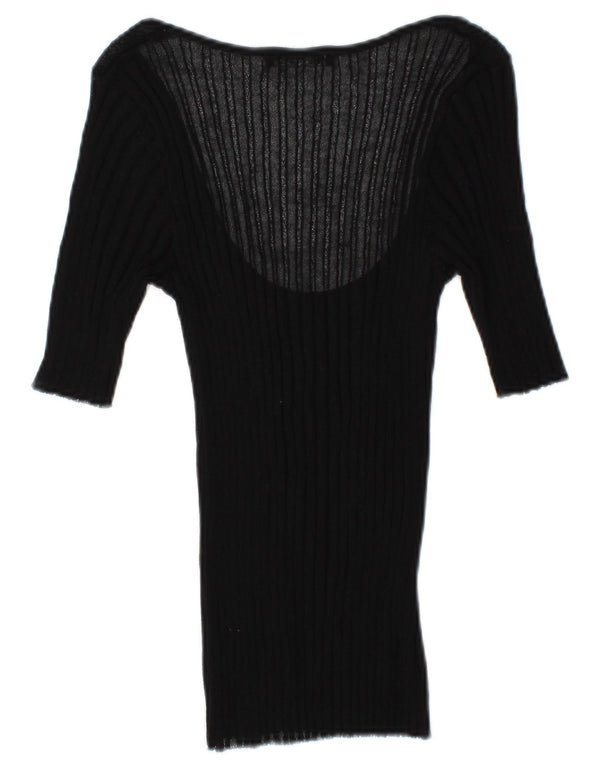 Blusa feminina transparente manga 3/4 Zara Reino Unido 12 médio preto