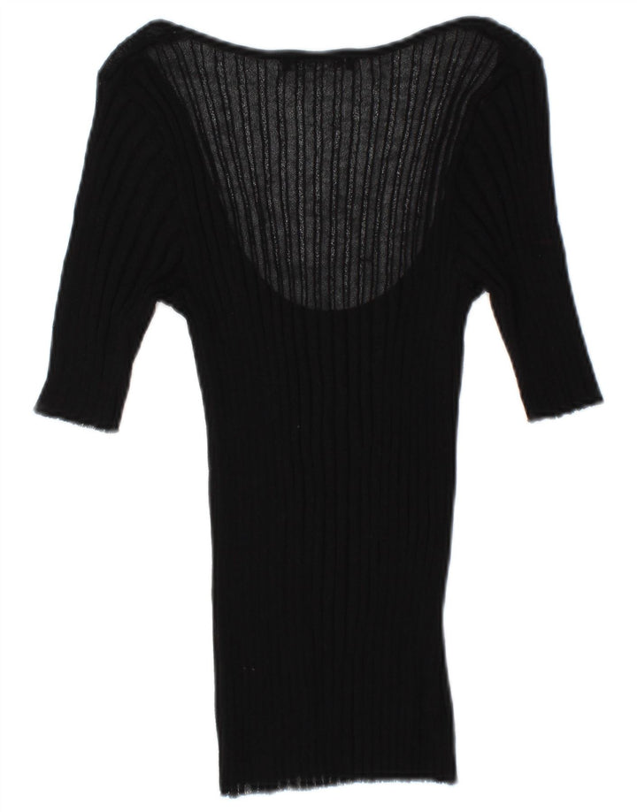 Blusa feminina transparente manga 3/4 Zara Reino Unido 12 médio preto
