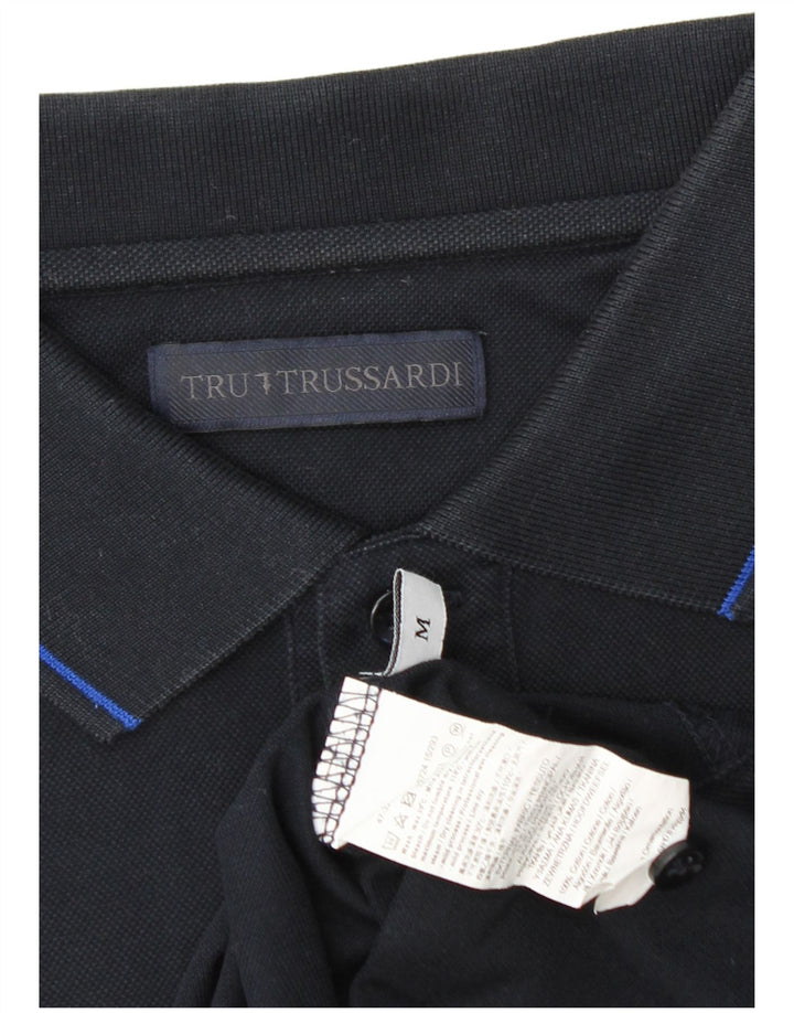 Camisa polo masculina TRUSSARDI de algodão azul marinho médio
