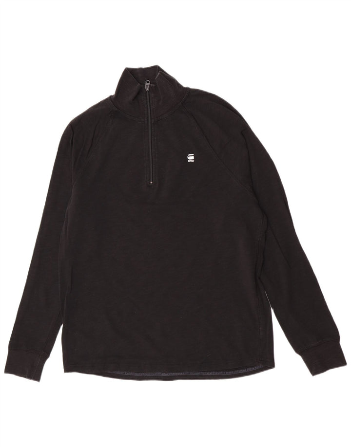 Top masculino G-Star com zíper e manga comprida grande preto