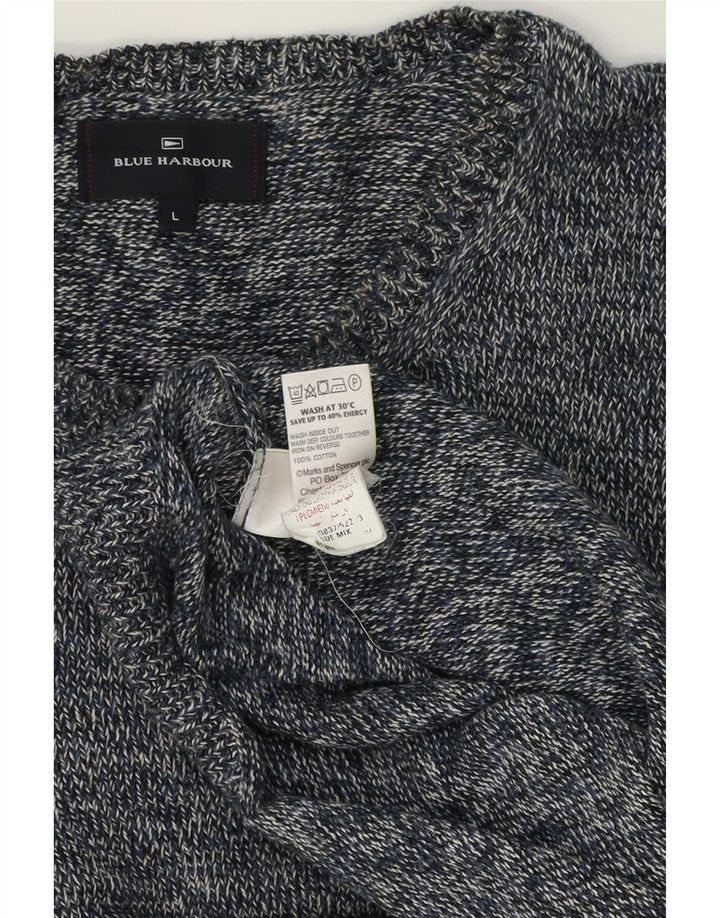 Suéter masculino Marks & Spencer Blue Harbor com gola redonda, grande azul marinho