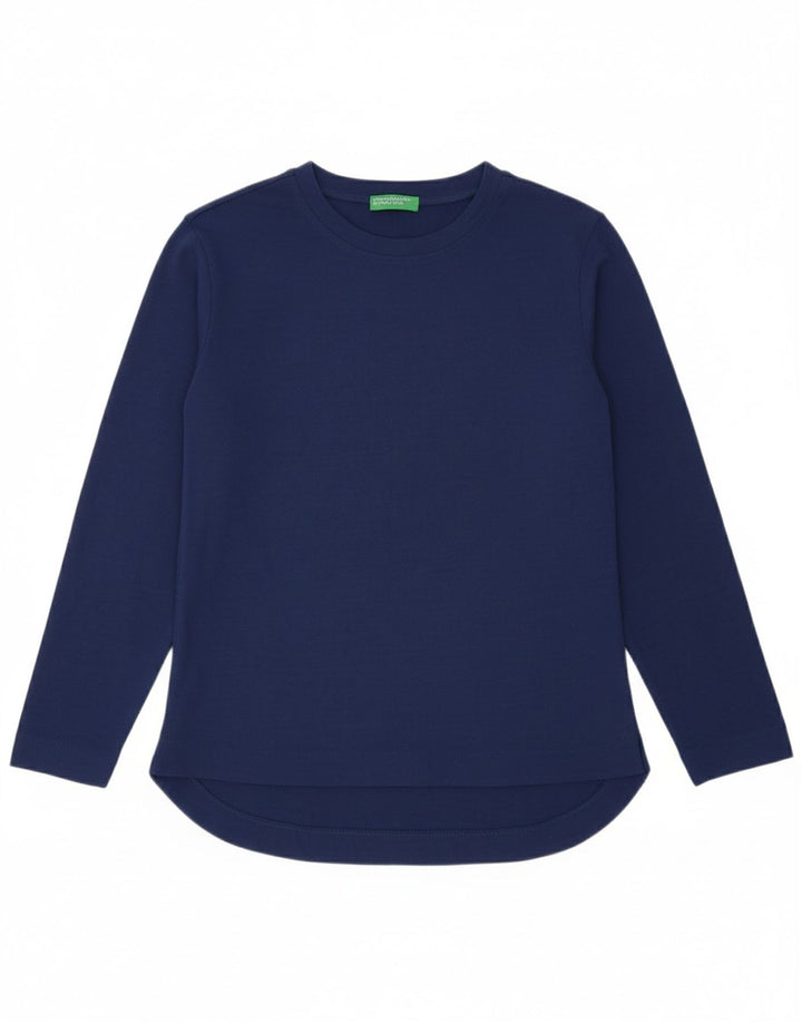 Top feminino BENETTON manga comprida UK 18 XL algodão azul