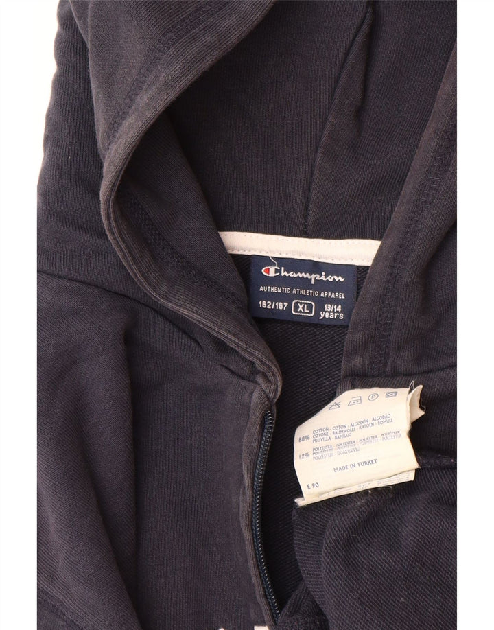 CHAMPION Suéter masculino com capuz e zíper gráfico 13-14 anos XL azul marinho algodão