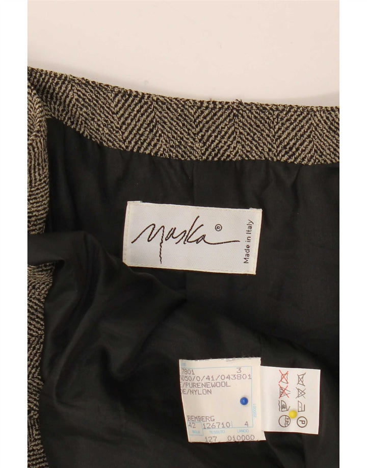 Jaqueta blazer feminina Maska com peito duplo IT 42 espinha de peixe cinza médio