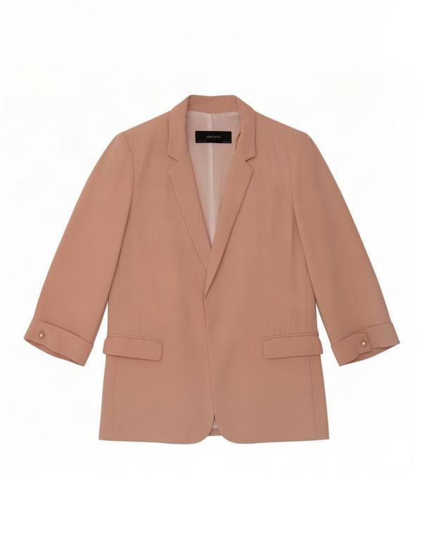 Jaqueta blazer aberta manga 3/4 feminina Zara Reino Unido 14 poliéster rosa médio
