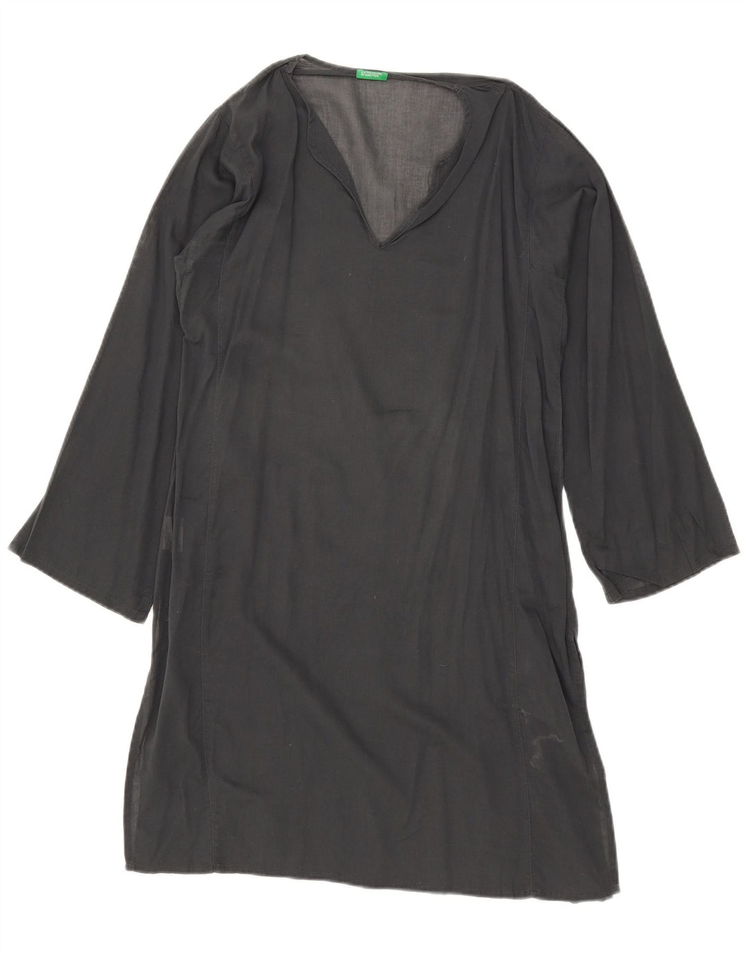 Vestido túnica transparente feminino Benetton, tamanho grande, 10 algodão cinza pequeno