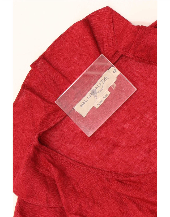 Blunauta blusa feminina com babados frontal IT 42 linho vermelho médio