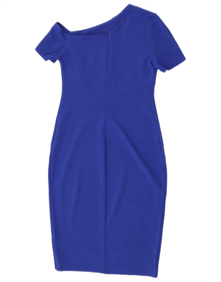 Vestido bodycon feminino Zara com um ombro Reino Unido 8 pequeno azul poliéster