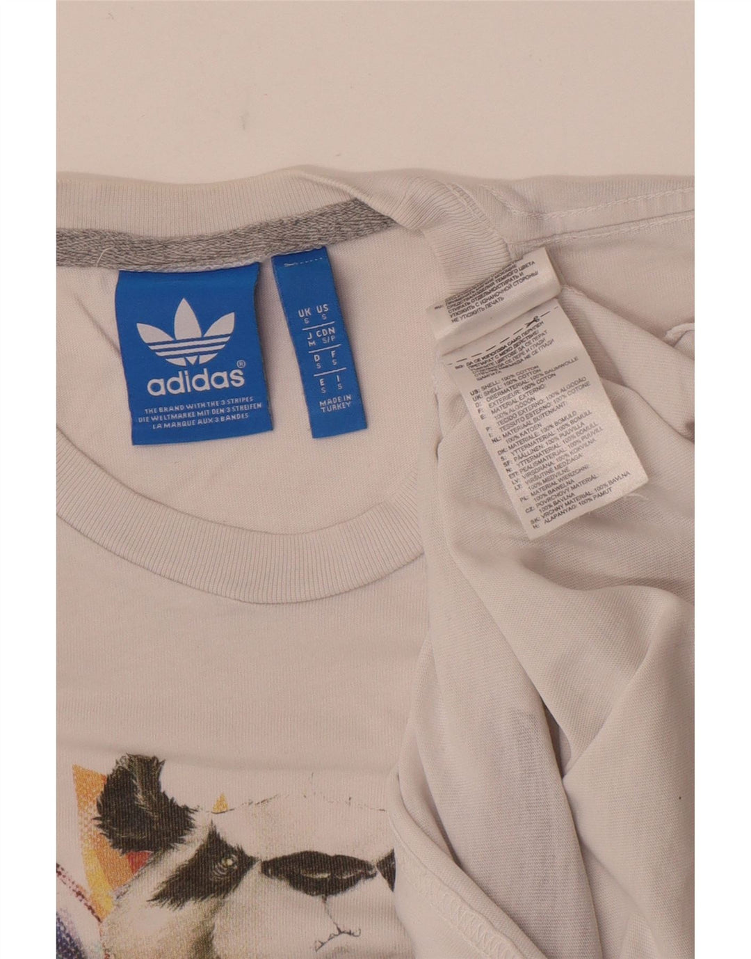 Adidas Mens Graphic T-Shirt Top Pequeno Algodão Branco
