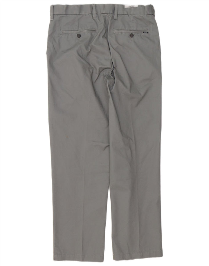 Calça masculina de terno reto Marks & Spencer W32 L29 algodão cinza