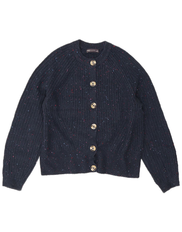 Suéter cardigã feminino Marks & Spencer Reino Unido 14 médio azul marinho manchado