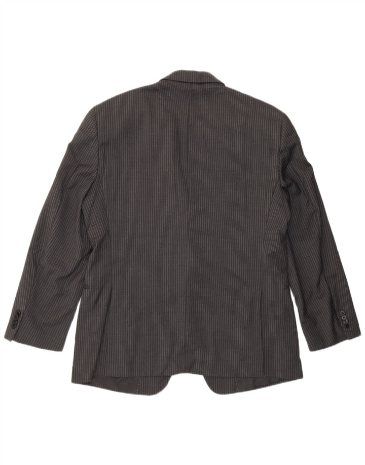 Jaqueta blazer masculina Tommy Hilfiger com 2 botões Reino Unido 40 grande lã listrada cinza
