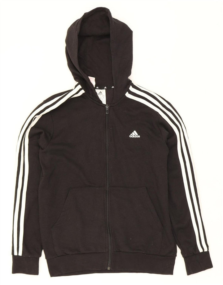 ADIDAS Boys Zip Hoodie Sweater 13-14 Years Black Cotton Vintage Adidas and Second-Hand Adidas from Messina Hembry 