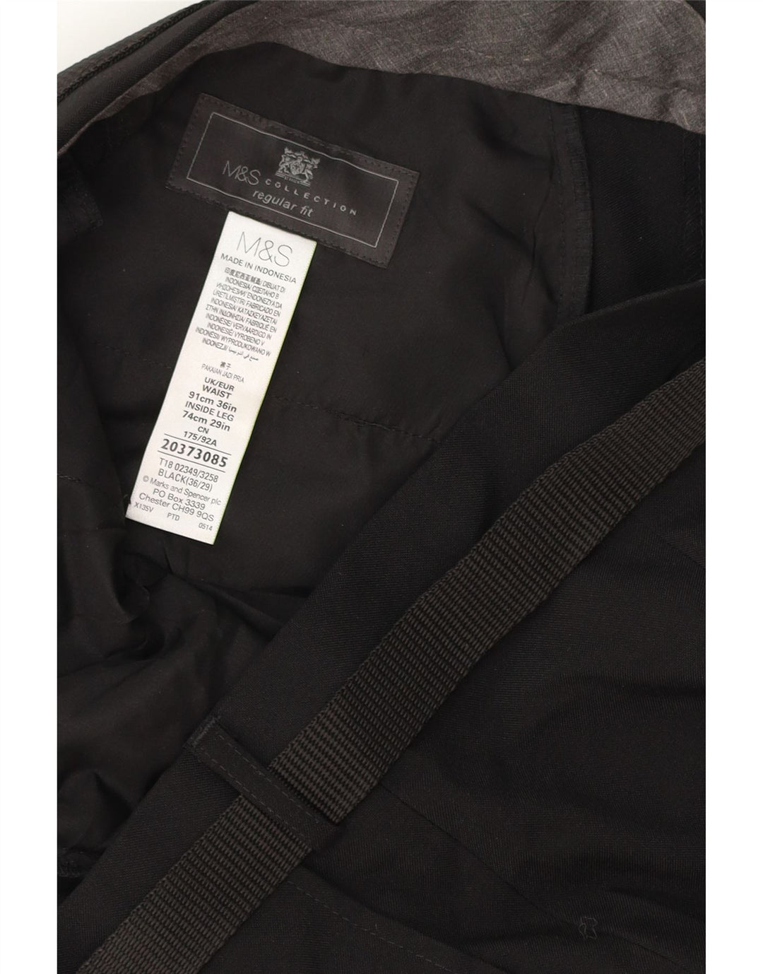 Calça chino masculina MARKS & SPENCER regular fit W36 L29 poliéster preto