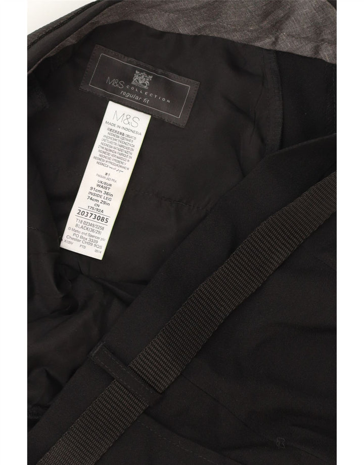 Calça chino masculina MARKS & SPENCER regular fit W36 L29 poliéster preto