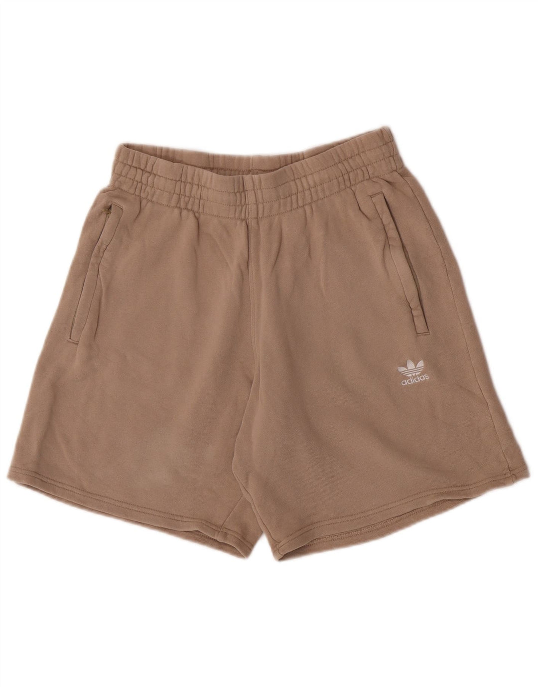 Adidas Mens Casual Shorts Pequeno Bege Algodão