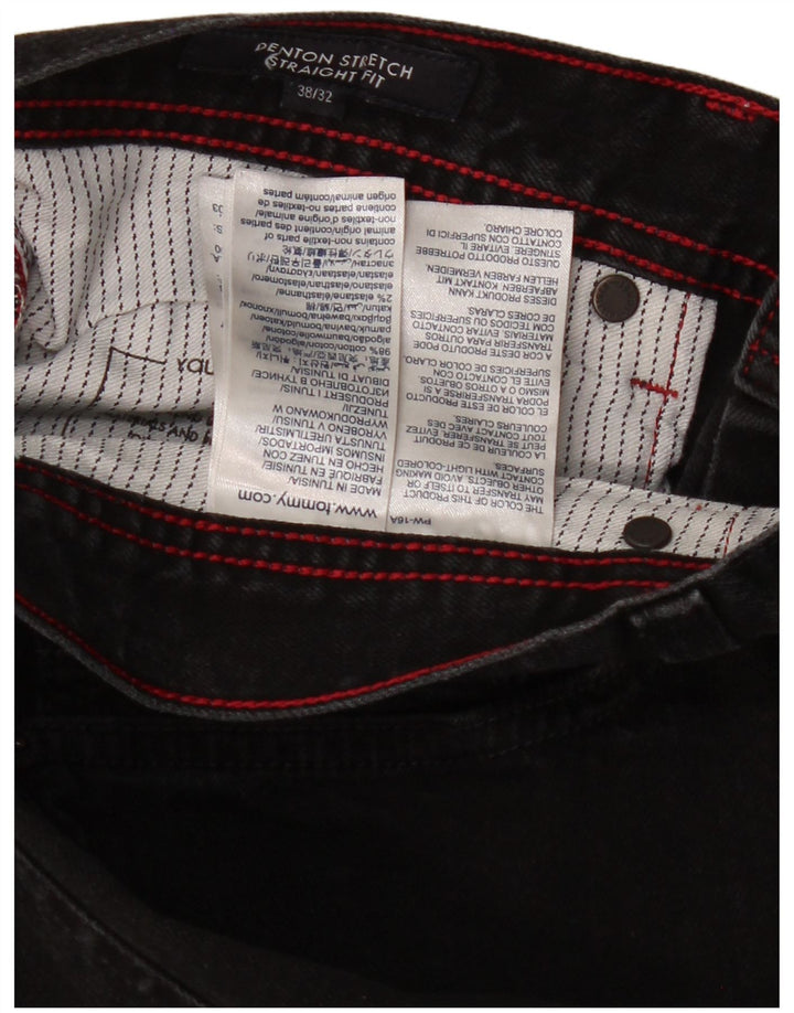 TOMMY HILFIGER Masculino Denton Straight Jeans W38 L23 Algodão Preto